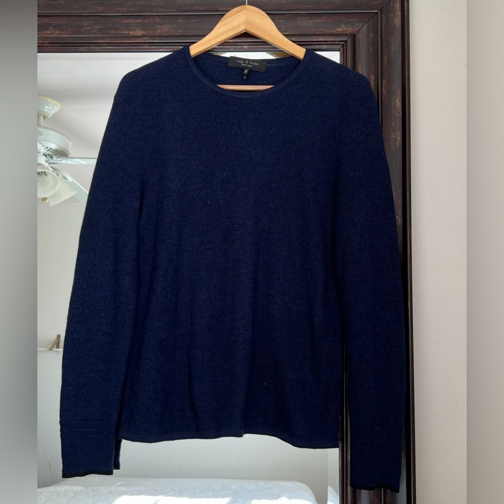 Rag & Bone Navy Merino Wool Sweater - Picture 2 of 6